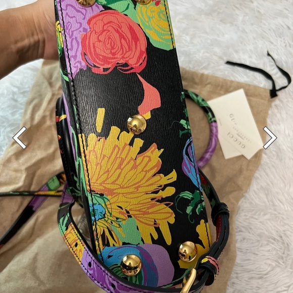 Gucci 1955 Horsebit x Ken Scott New Shangai Calfskin Jenny Floral Print Small Ho - Picture 8 of 13